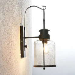 Lindby Rozalie wandlamp, zwart, metaal, lantaarn, 44cm