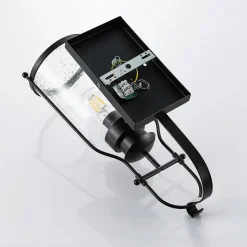 Lindby Rozalie wandlamp, zwart, metaal, lantaarn, 44cm