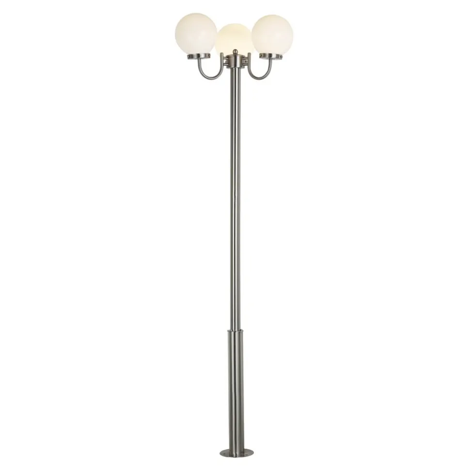 Lindby Samuel buitenlamp, 218 cm, 3-lamps, globe, E27, IP44