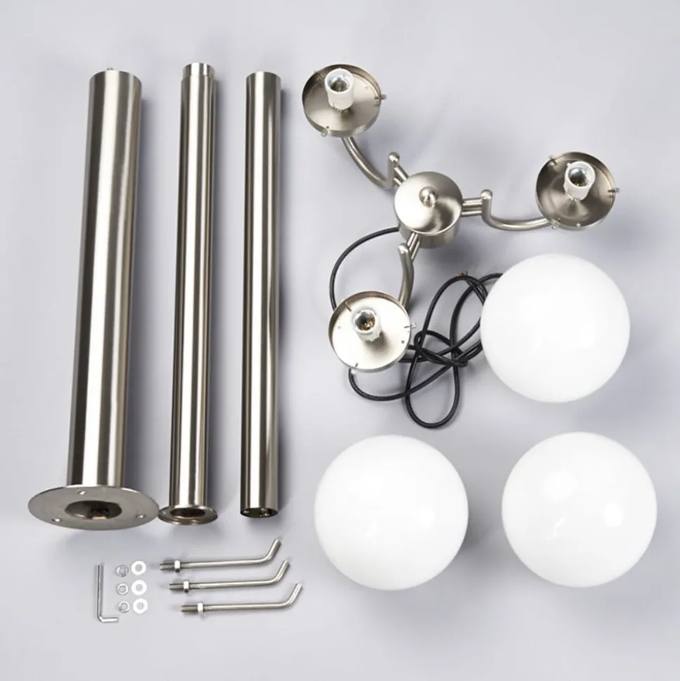 Lindby Samuel buitenlamp, 218 cm, 3-lamps, globe, E27, IP44