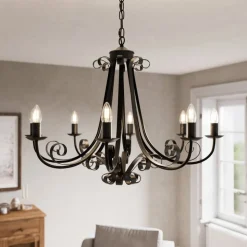 Lindby Scaleria kroonluchter, 8-lamps, bruin