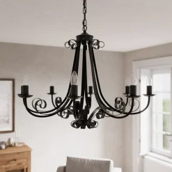 Lindby Scaleria kroonluchter, 8-lamps, bruin