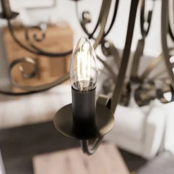 Lindby Scaleria kroonluchter, 8-lamps, bruin