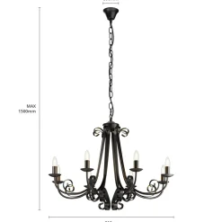 Lindby Scaleria kroonluchter, 8-lamps, bruin