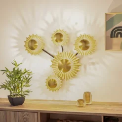 Lindby Senmia wandlamp in goud, 5-lamps