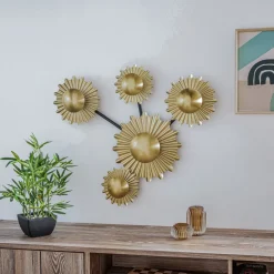 Lindby Senmia wandlamp in goud, 5-lamps