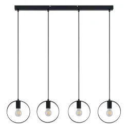 Lindby Shaima hanglamp, zwart, vier ringen