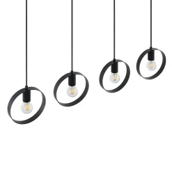 Lindby Shaima hanglamp, zwart, vier ringen