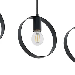 Lindby Shaima hanglamp, zwart, vier ringen