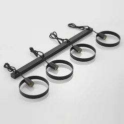 Lindby Shaima hanglamp, zwart, vier ringen