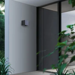 Lindby Smart LED buiten wandlamp Dara grijs hoekig CCT RGB Tuya