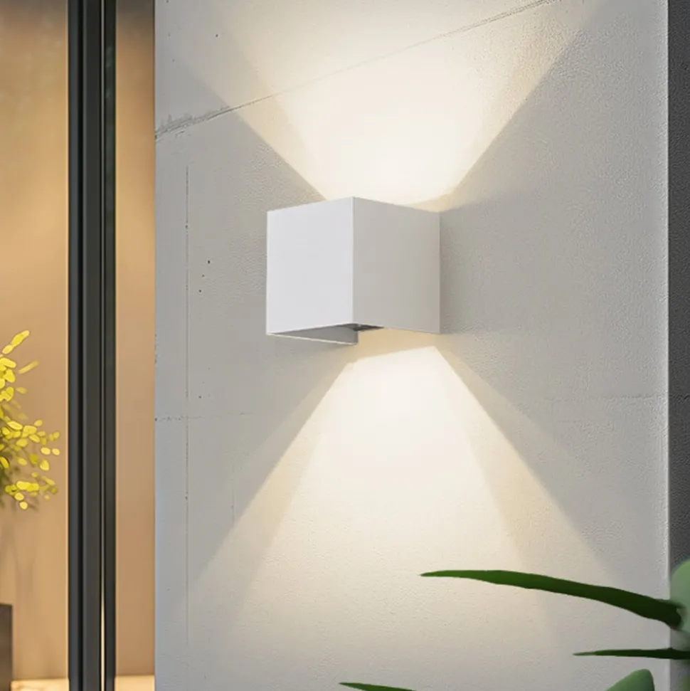 Lindby Smart LED buiten wandlamp Dara, 10 cm, wit, CCT Tuya