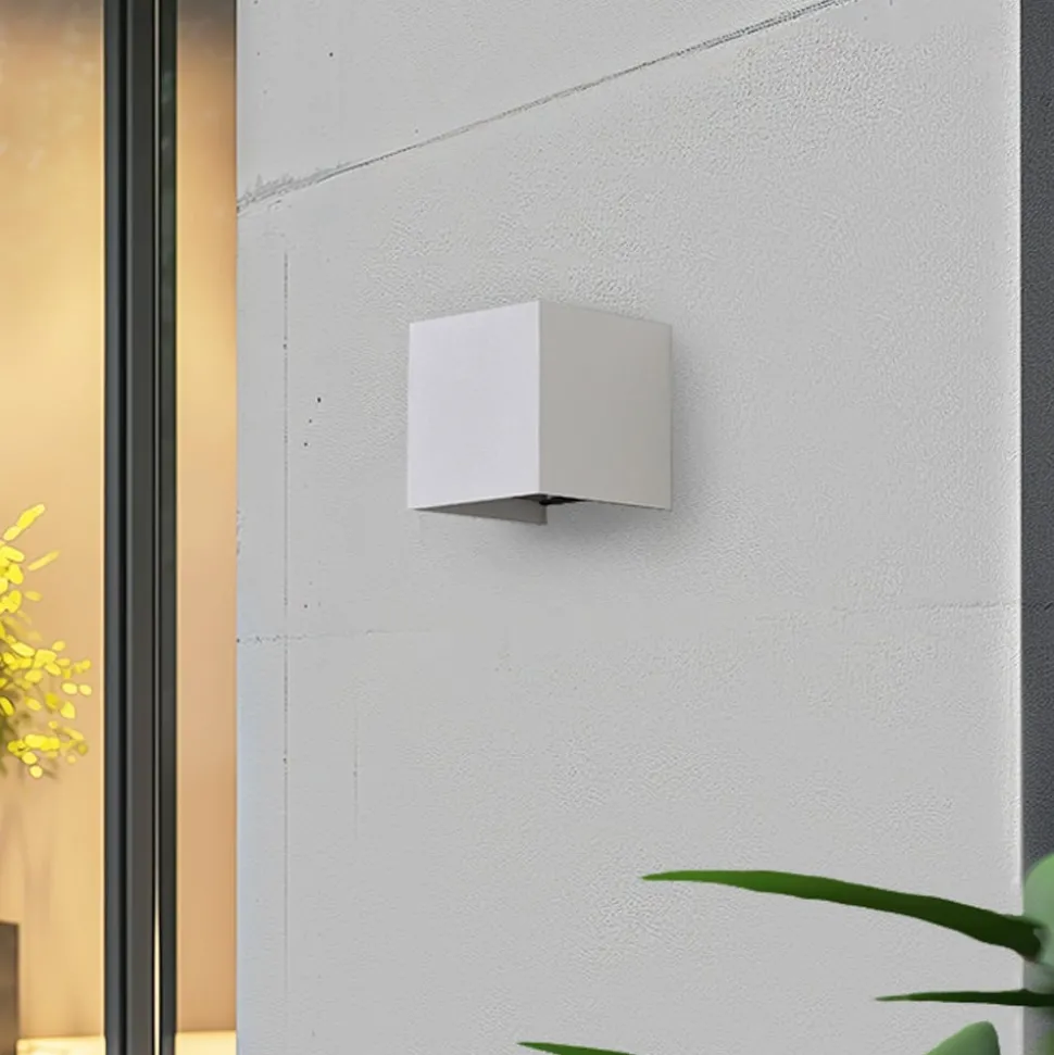 Lindby Smart LED buiten wandlamp Dara, 10 cm, wit, CCT Tuya