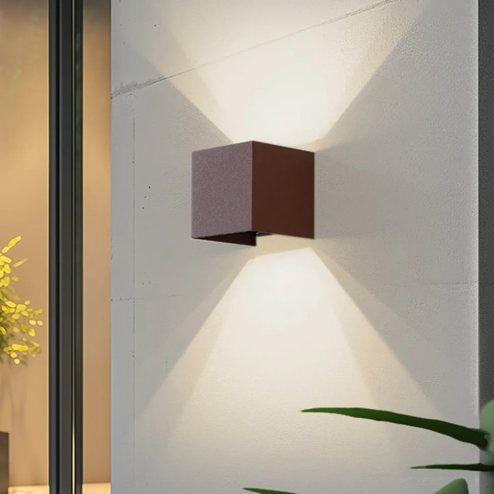 Lindby Smart LED buitenwandlamp Dara roest hoekig CCT RGB Tuya