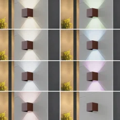 Lindby Smart LED buitenwandlamp Dara roest hoekig CCT RGB Tuya