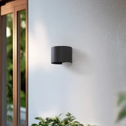 Lindby Smart LED buitenwandlamp Dara grijs rond CCT RGB Tuya