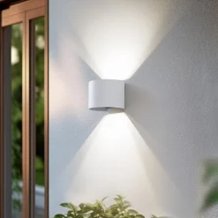 Lindby Smart LED buitenwandlamp Dara wit rond CCT RGB Tuya