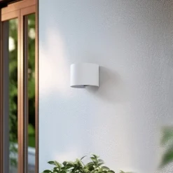 Lindby Smart LED buitenwandlamp Dara wit rond CCT RGB Tuya