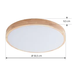 Lindby Smart LED plafondlamp Innes hout Ø51cm RGB CCT Tuya