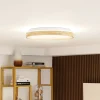 Lindby Smart LED plafondlamp Mirren hout Ø49,5cm CCT Tuya