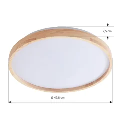 Lindby Smart LED plafondlamp Mirren hout Ø49,5cm CCT Tuya