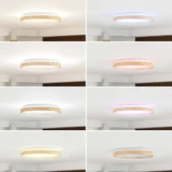 Lindby Smart LED plafondlamp Mirren hout Ø49,5cm CCT Tuya
