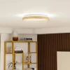 Lindby Smart LED plafondlamp Mirren hout Ø39,5cm CCT Tuya