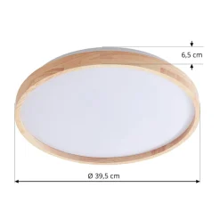 Lindby Smart LED plafondlamp Mirren hout Ø39,5cm CCT Tuya