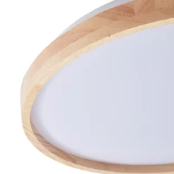 Lindby Smart LED plafondlamp Mirren hout Ø39,5cm CCT Tuya