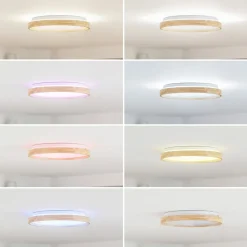 Lindby Smart LED plafondlamp Mirren hout Ø39,5cm CCT Tuya