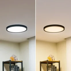 Lindby Smart LED plafondlamp Pravin, Ø 40 cm, CCT, zwart