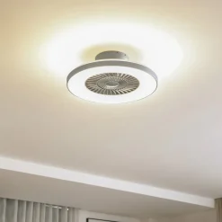 Lindby Smart LED plafondventilator Paavo, zilver, stil, Tuya