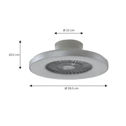 Lindby Smart LED plafondventilator Paavo, zilver, stil, Tuya