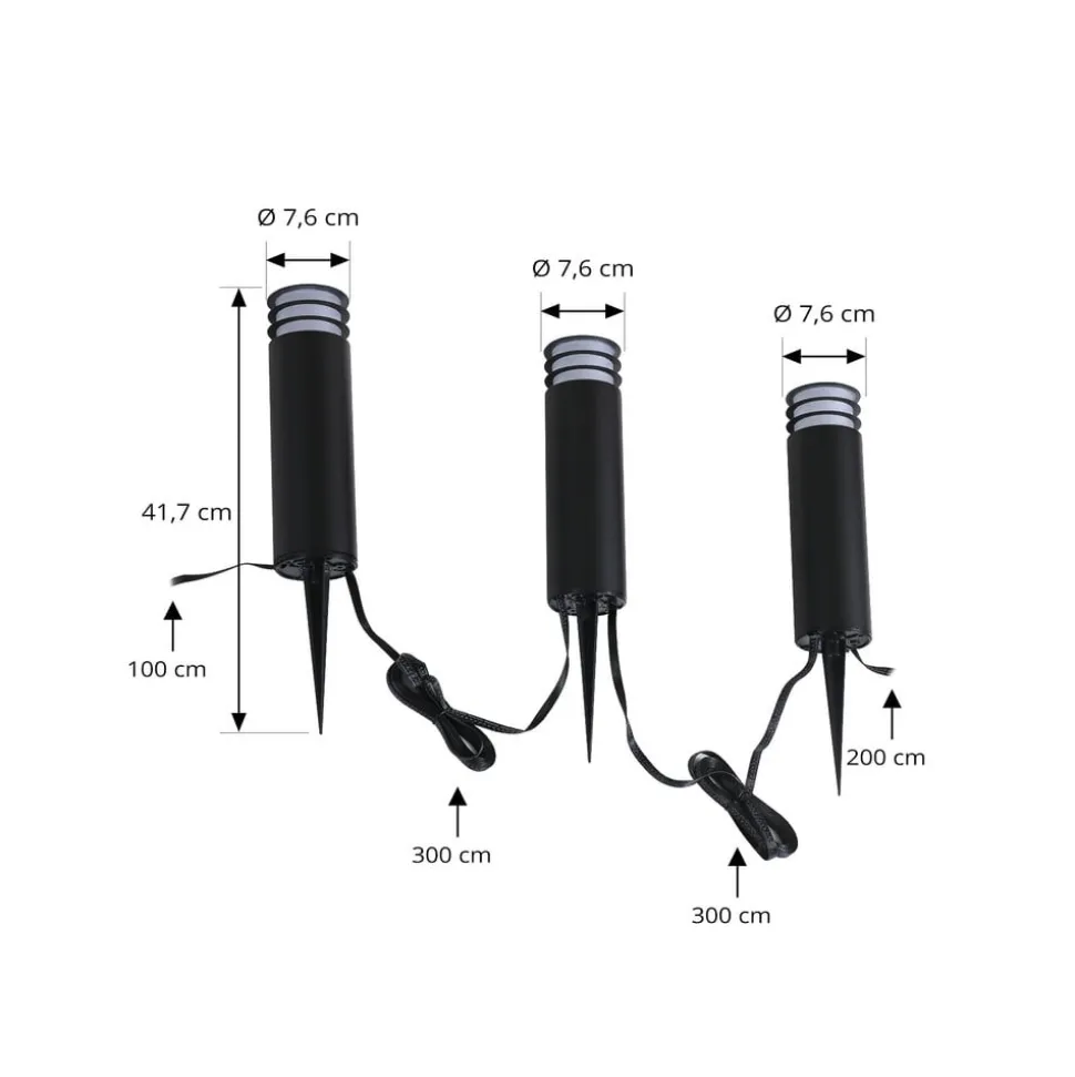 Lindby Smart LED sokkellamp Kaelo, CCT, RGB, Tuya, 3 stuks