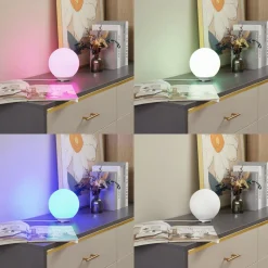 Lindby Smart LED tafellamp Cosmia, wit, glas, Tuya