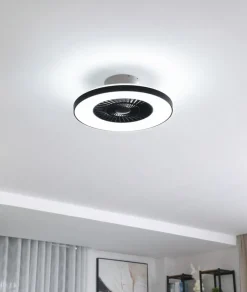 Lindby Smart plafondventilator Paavo, zwart, stil, Tuya