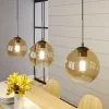 Lindby Sofian hanglamp, amber, glas, 100 cm, 3-lamps.