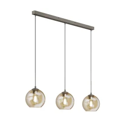 Lindby Sofian hanglamp, amber, glas, 100 cm, 3-lamps.