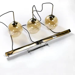 Lindby Sofian hanglamp, amber, glas, 100 cm, 3-lamps.