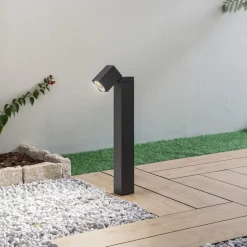 Lindby sokkellamp Othil, 50 cm hoog, antraciet, metaal