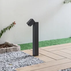 Lindby sokkellamp Othil, 50 cm hoog, antraciet, metaal