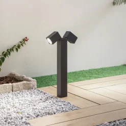 Lindby sokkellamp Othil, 2-lamps, 50 cm, antraciet, metaal