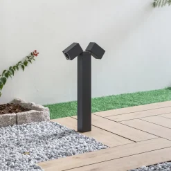 Lindby sokkellamp Othil, 2-lamps, 50 cm, antraciet, metaal