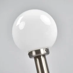 Lindby sokkellamp Vedran, hoogte 45 cm, glas, roestvrij staal