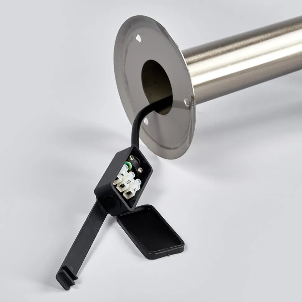 Lindby sokkellamp Vedran, hoogte 45 cm, glas, roestvrij staal