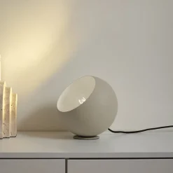 Lindby Solomia tafellamp, beige, ijzer, Ø 20 cm