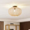 Lindby Solvira plafondlamp, bamboe vlechtwerk rond