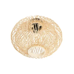 Lindby Solvira plafondlamp, bamboe vlechtwerk rond