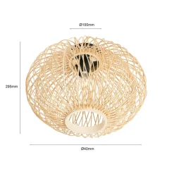 Lindby Solvira plafondlamp, bamboe vlechtwerk rond