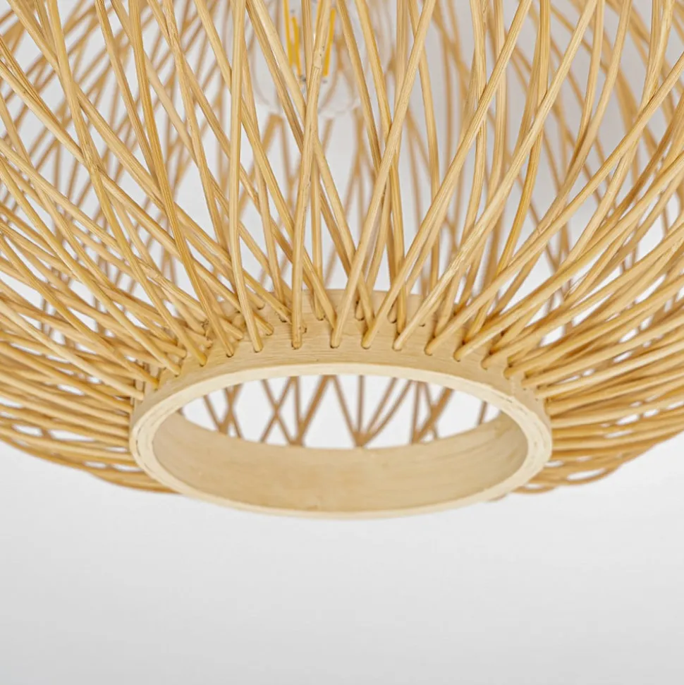 Lindby Solvira plafondlamp, bamboe vlechtwerk rond